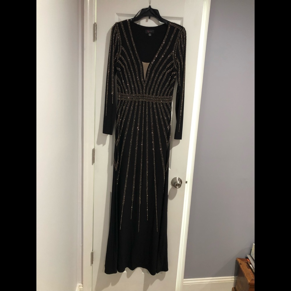 Long studded black evening gown